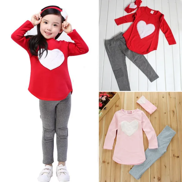 Toddler Kids Girls Long Sleeve Tops Pants Headband Set Winter Clothes Outfits