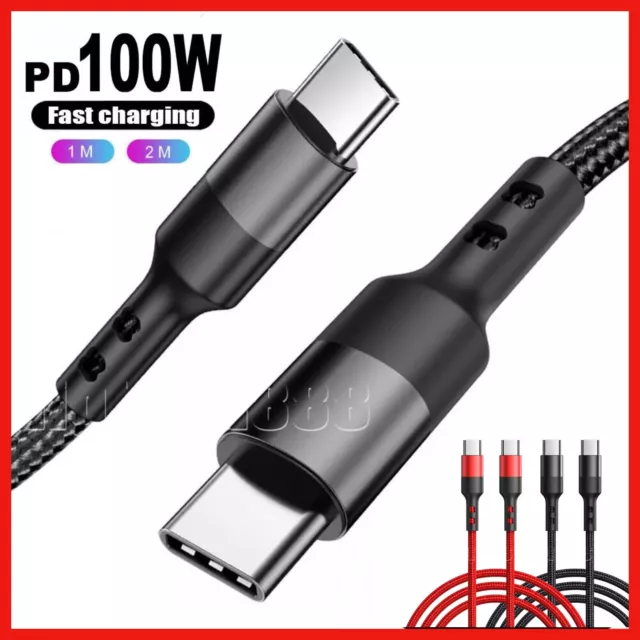 USB C To USB C Fast Charger PD 100W Dual Type C Charging Data Sync USB Cable UK