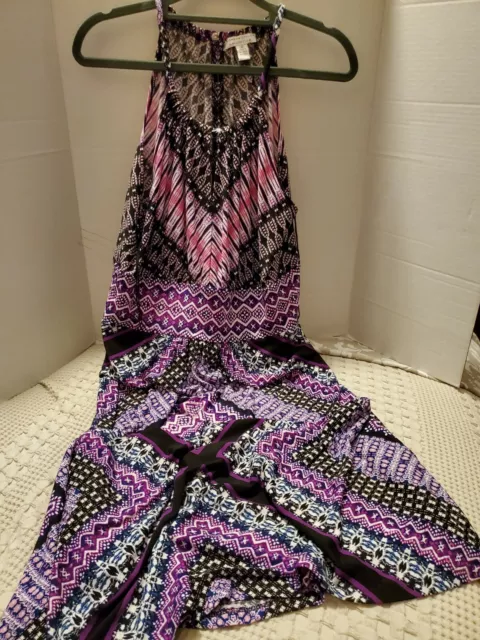 London Style Collection Sleeveless Maxi Dress Multicolor "Ikat" Size 10 NWOT