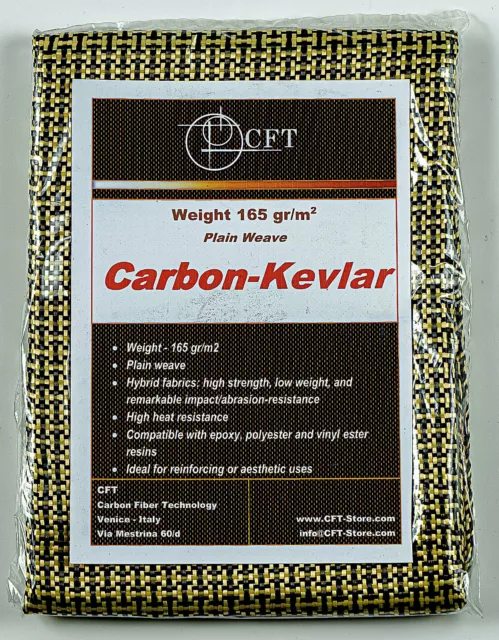 TESSUTO IN FIBRA di Carbon-KEVLAR® - 165 gr/m2 - Plain EUR 29,80