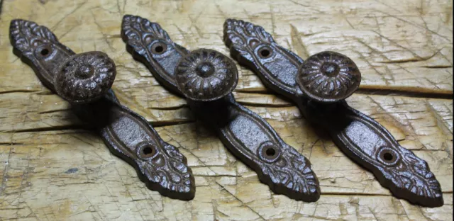6 Cast Iron Antique Style Barn Handle Drawer Pull Shed Door Handles BACK PLATE