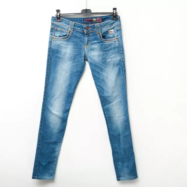 Roy Rogers Donna W29 L43 Slim Skinny Elasticizzato Pantaloni Jeans Blu Zip Fly