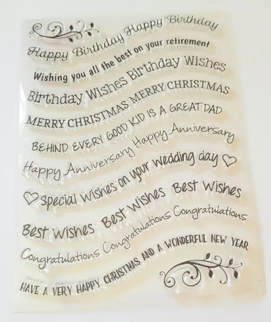 10 Sentiments Clear Stamps/Large Messages Clear Stamp-Wishes-Thoughts/Greetings