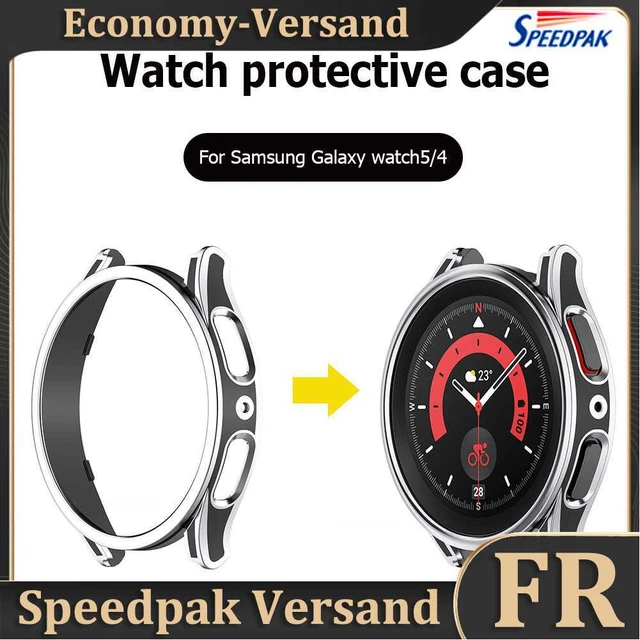 Protective Bumper Shell Screen Protector Case for Galaxy Watch 5/4 (Silver 44mm)