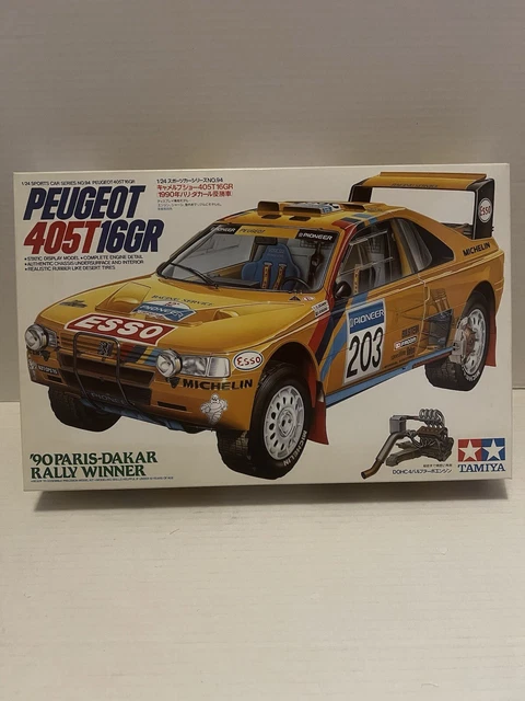 Maquette Tamiya 1/24 – Peugeot 405 T16 GR – Vainqueur Paris-Dakar 1990 – Réf 24094 – NEUVE