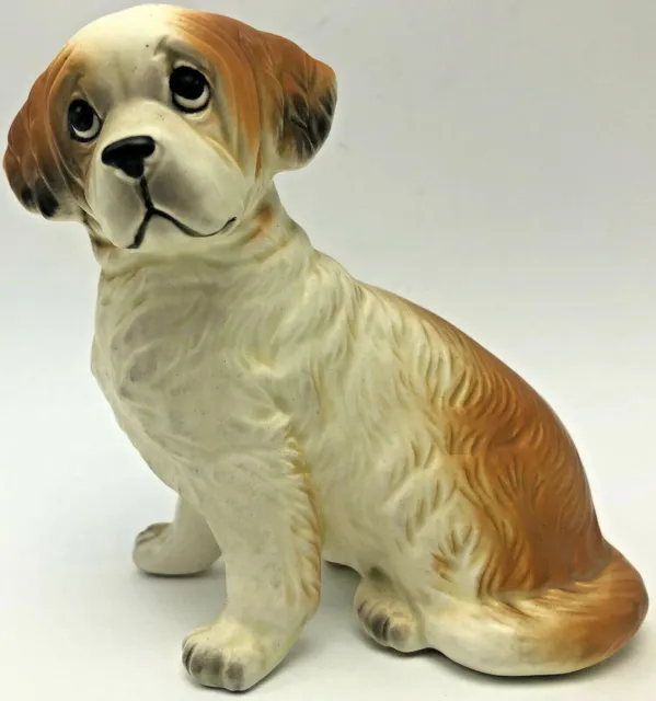 Lefton Figurine Dog St Bernard Puppy Original Red Foil Label 4" Japan