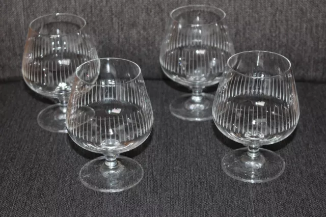 4 x Cognacglas Schliff Glas 60er - 70er Jahre Retro - Kult - Vintage