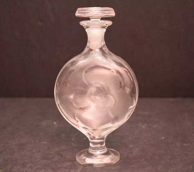 Lalique MOULIN ROUGE Frosted Crystal 6.5" Perfume Bottle Frosted Floral ART DECO