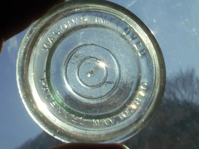 Blue Mason's Improved Pat'd May 10, 1870 glass canning jar insert pt. qt. hg