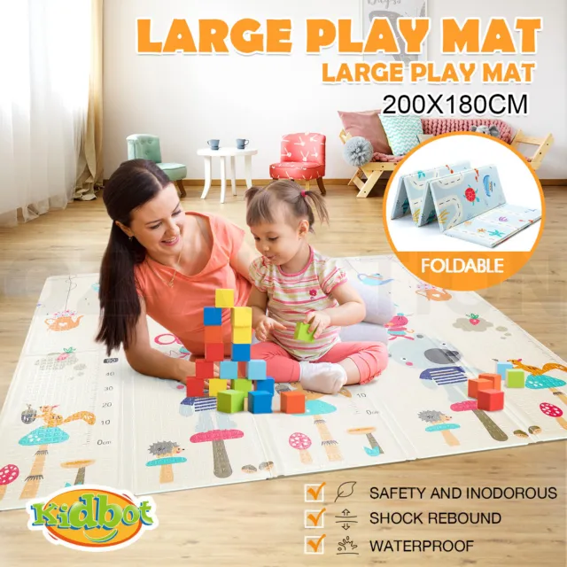 200cmx180cm Kids Baby Play Mat Foldable Picnic Cushion Floor Crawling Waterproof