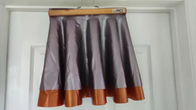 Latex rubber twin layer skating skirt in pearl sheen lilac and bronze XS 8 - 10