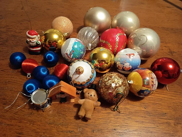 Lot De Boules De Noël Vintage – Petites Et Moyennes, Tour 18,5 Cm Et 14,5 Cm (lot De Boules De Noël Vintage Petite Et Moyenne , Tour :18,5 Cm 14,5 Cm)
