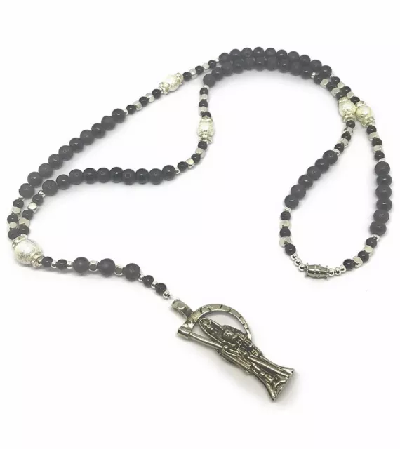 Holy Death’S Lava Stones Rosary. Rosario De La Santa Muerte Con Piedras Lava.