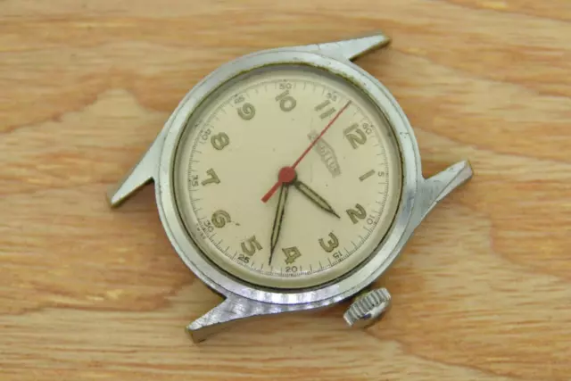 VINTAGE ANGELUS 1940’S Military Style Watch Red Seconds Hand Needs ...