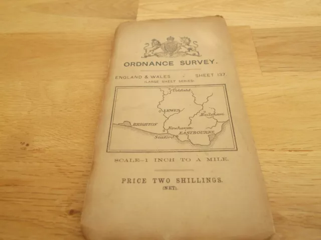 Vintage Ordnance Survey Map - White Edition : 137 - Brighton, Eastbourne, Lewes