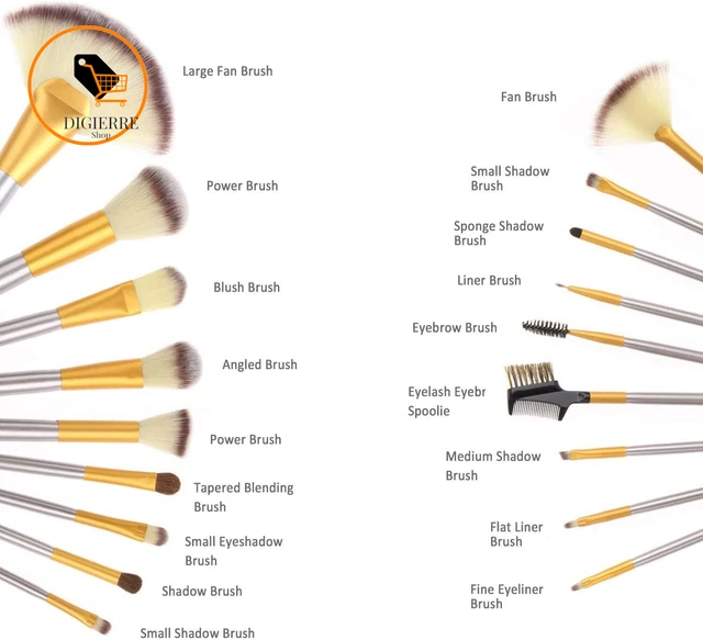 18 Pezzi Pennelli Trucco Set Di Pennelli Trucco Con Custodia Da Viaggio Manico i 4