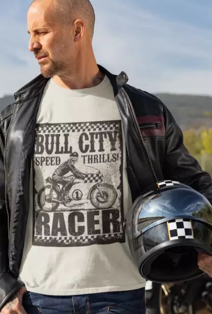 Bull City Racer Motorbike Biker Men's T-Shirt | Screen Printed