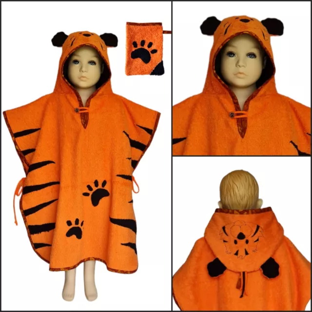 Kinder Bademantel Babyponcho Tiger Tiere Kapuzenhandtuch Baby