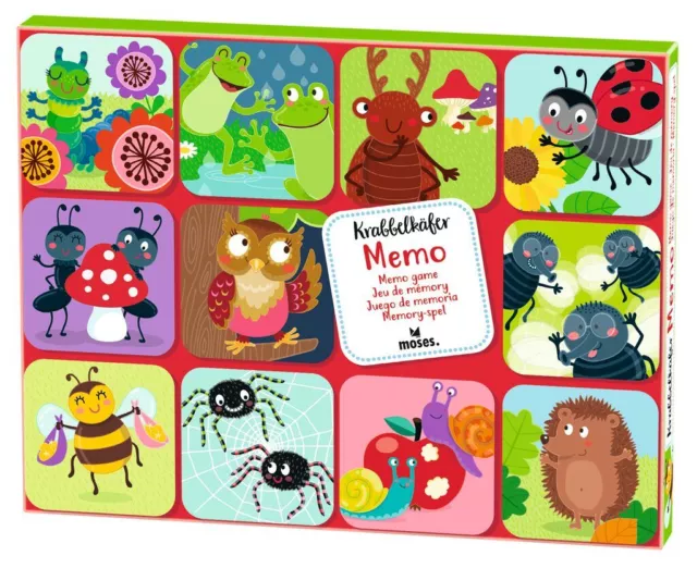 Krabbelkäfer Memory Spieleklassiker für Kinder ab 3 Jahren, bunt, 24 Motive