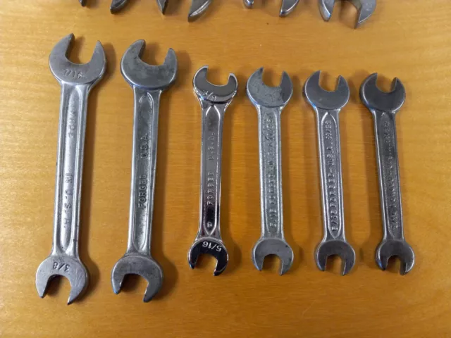 Lot of 10 Vintage Indestro Dropped Forged Open End Wrenches, Made in USA 9