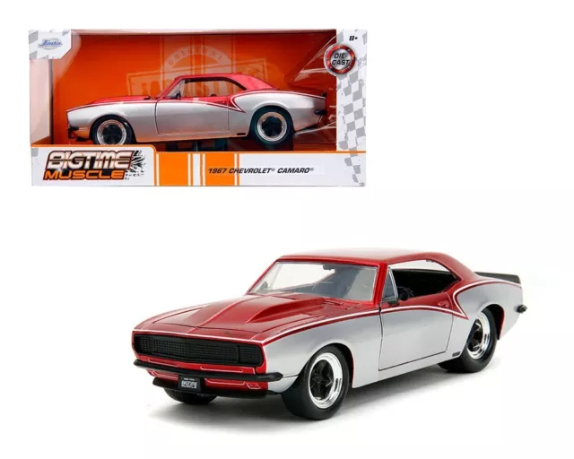 Jada 1:24 Big time Muscle 1967 Chevrolet Camaro Red/Silver Diecast Model 34719