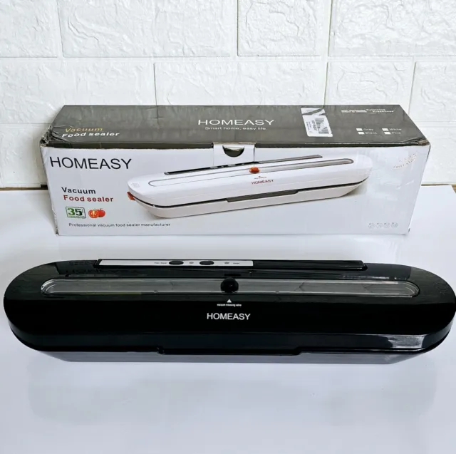 Homeasy Food Vacuum Sealer Machine One-Touch Sealing fr Dry Food Black + 10 Bags