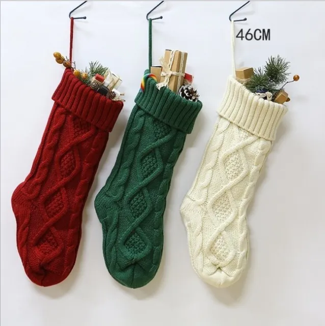 Large Knitted Christmas Stockings Set of Three - 46cm/18 inches