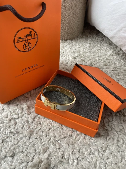 Bracelet Hermès Clic Clac H – Or/Greige – Émail Et Métal – Authentique Occasion