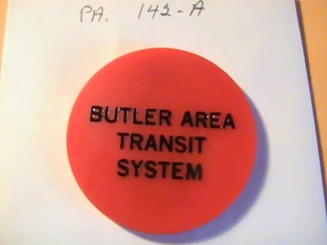 Transit Token Butler Area Transit System Bus On Reverse Red Pa 142-A #1