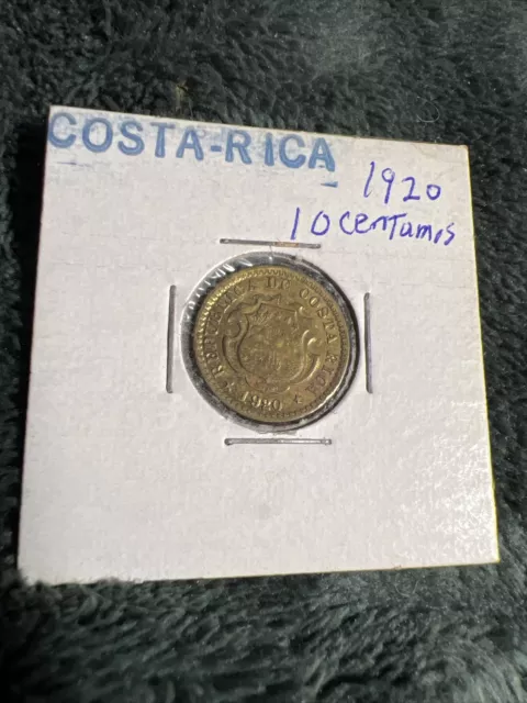 Costa Rica 1920 10 Centimos Excellent Condition. See Photos