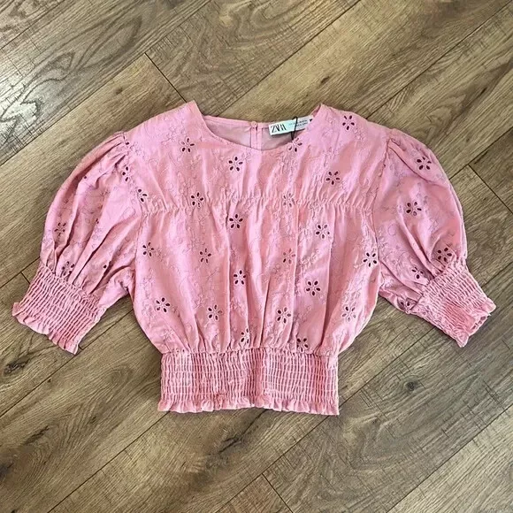 ZARA SS 2017 Pink Flamingo Crop Top With Knot Size M Ref.2491/001