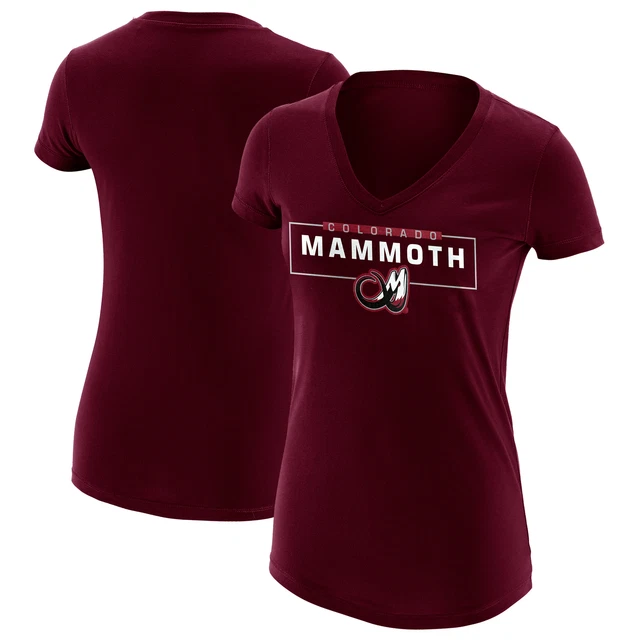 Women's Maroon Colorado Mammoth Primary Logo V-Neck T-Shirt