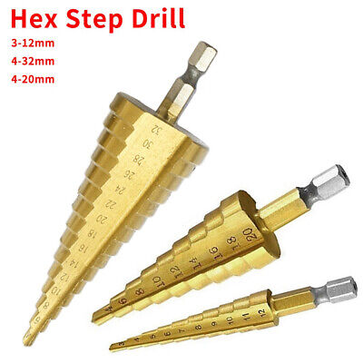 3pcs Spiral Grooved Step Drill Bit Set High Speed Hole Cutter for Wood Metal