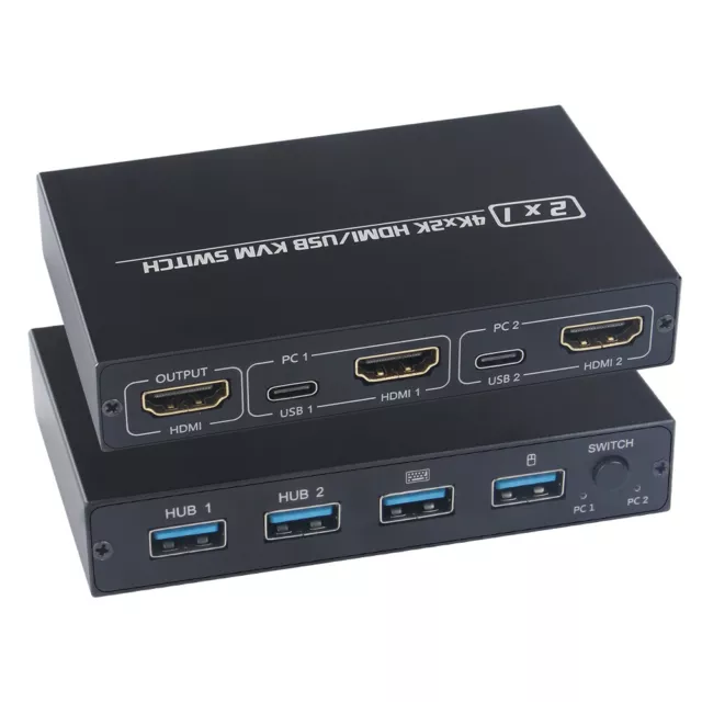 2 Port HD 2K*4K HDMI HUB Verteiler USB-KVM Splitter Switch-Unterstützung Adapter