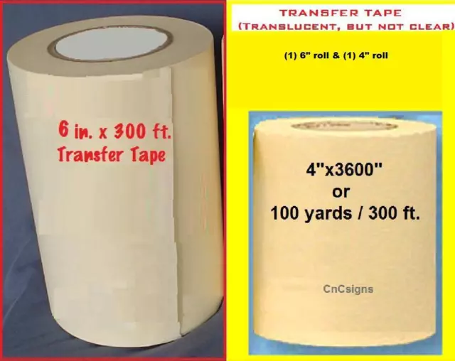 4" & 6" APPLICATION TRANSFER Paper TAPE 300' roll for Vinyl Cutter PLOTTER NEW