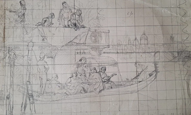 Dessin Original Au Crayon - Henrietta Elizabeth Howard, Matlock Derbyshire, 1821, Paysage Antique