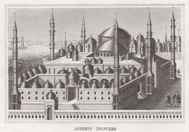 Türkei Istanbul Moschee Original Kupferstich Strahlheim 1837