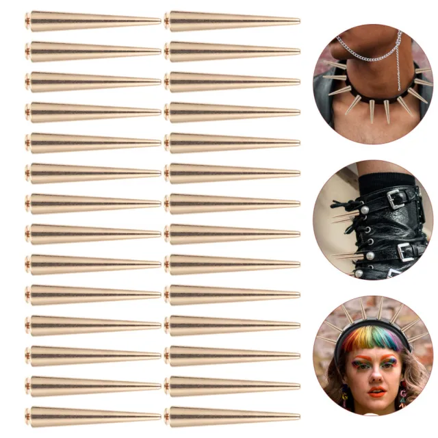30 Pcs Punk Rivets Bullet Cone Spikes Metal DIY Leathercraft
