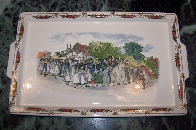 Ancien grand Plat Obernai U&C Faïencerie de Sarreguemines TBE