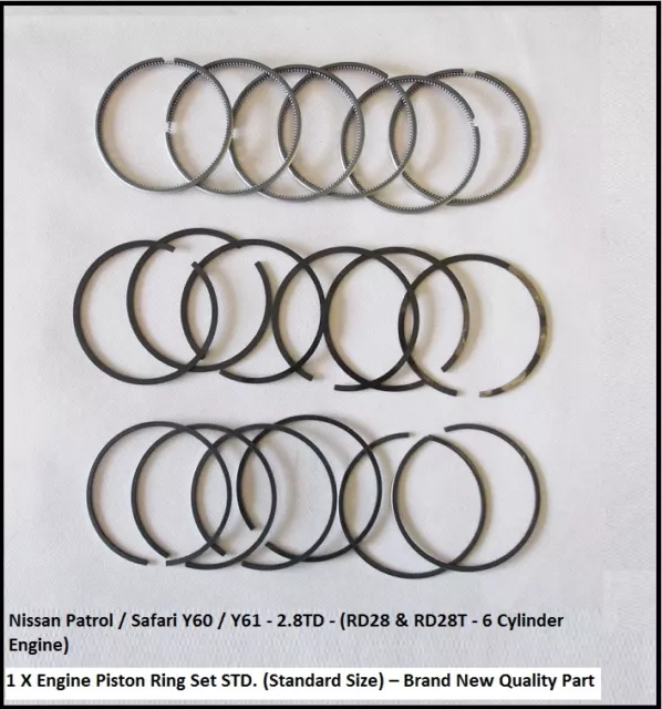 For Nissan Patrol Y60/Y61 2.8TD-RD28 Engine Piston Ring Set STD 08/1988-02/2000