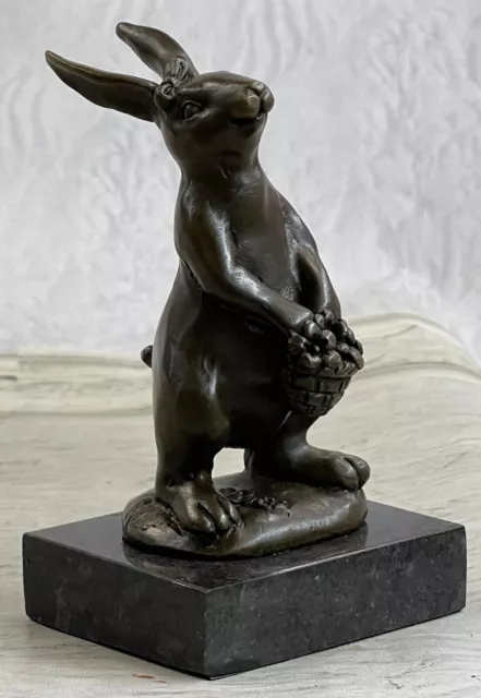 Signed Original Artwork Bunny by Miguel .Lopez Sculpture Statue Bronze Deco