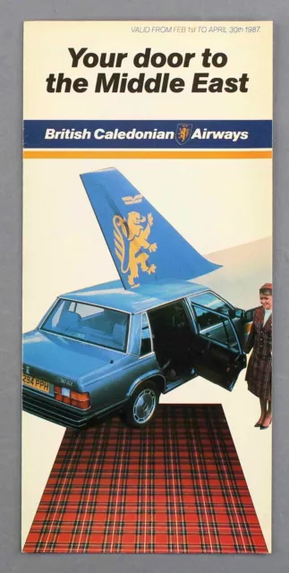 British Caledonian Middle East Timetable 1987 Vintage Airline Brochure Bcal Airw