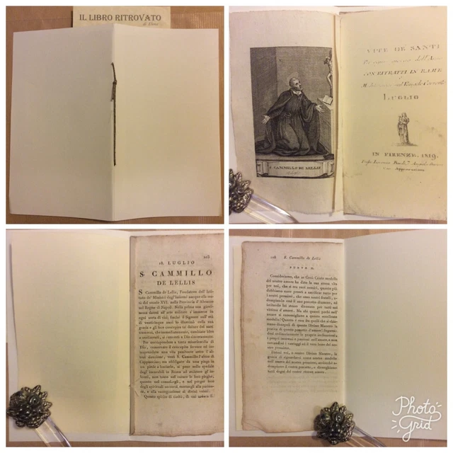 Stampa incisione in rame 18 Luglio San Camillo meditazioni Vite dei Santi 1819