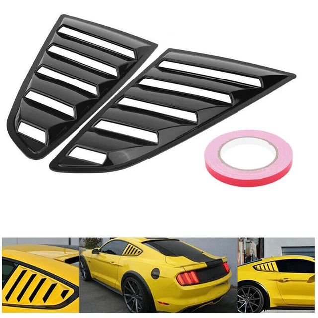 For 2015-21 Ford Mustang Gloss Black Side Vent Window Quarter Scoop Louver Cover