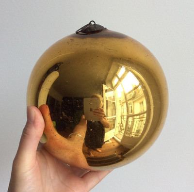 BOULE DE NOEL Ancienne Boule de Pardon Bretonne Mercurisé Eglomisé BOULE DE NOEL Ancienne Boule de Pardon Bretonne Mercurisé Eglomisé