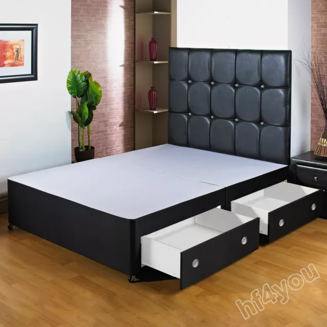 *NEW* 3ft Single BLACK DIVAN BED BASE + HEADBOARD + DRAWER OPTIONS