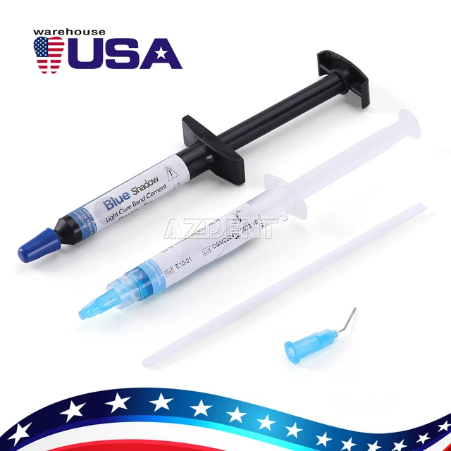 USA Dental Ortho Adhesive kit Light Cure Band Cement Resin Syringe Blue Glue