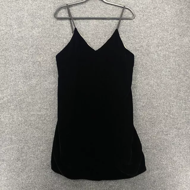 Alice + Olivia Velvet Slip Dress Womens Size 8 Black V-Neck Sleeveless Cocktail