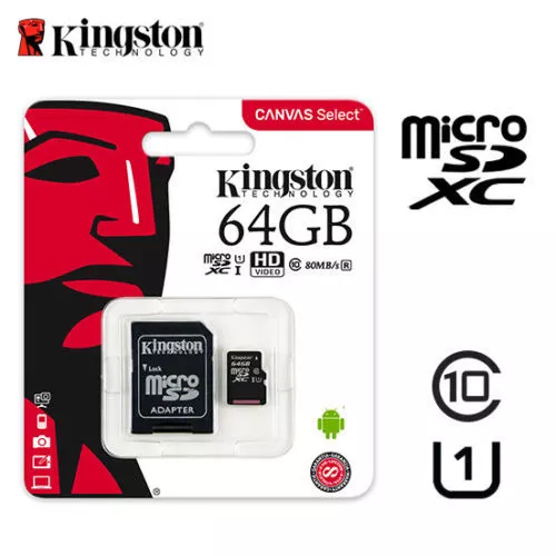 Kingston 64GB Micro SD SDXC MicroSD Class 10 Tarjeta Memoria 64 GB Canvas + Adap