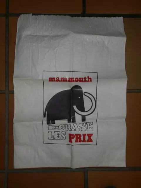 Ancien grand sac papier publicitaire MAMMOUTH années 70